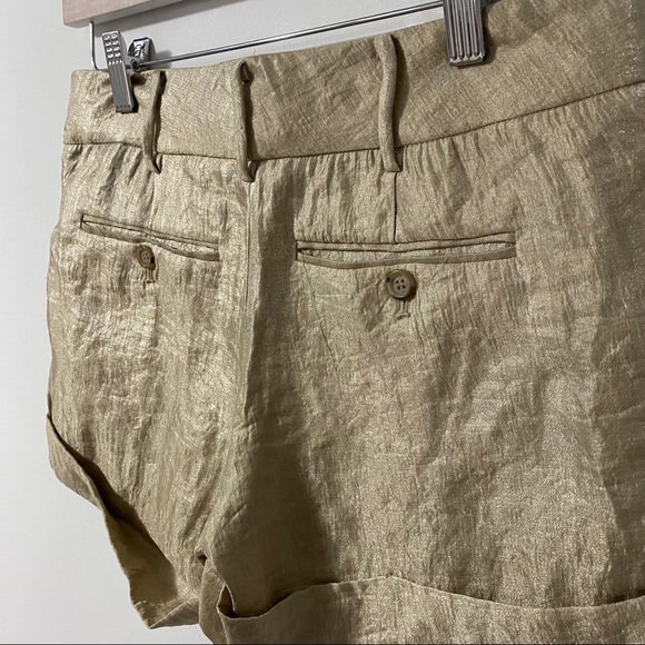 Club Monaco Metallic Gold Cuffed Shorts Size 0 - Picture 4 of 8